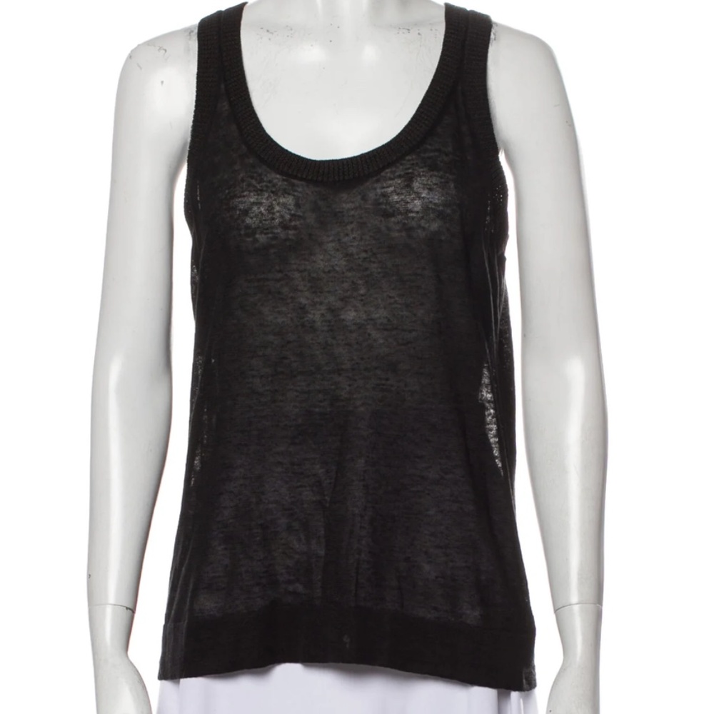 Theory Black Linen Sleeveless Top Size Small